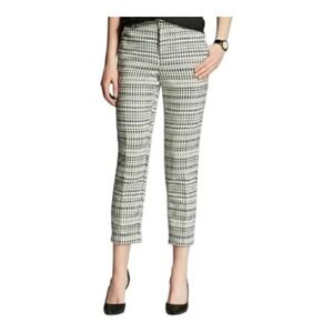 Merona Black White Textured Jacquard Ankle Pants Size 8 Classic Tapered Workwear